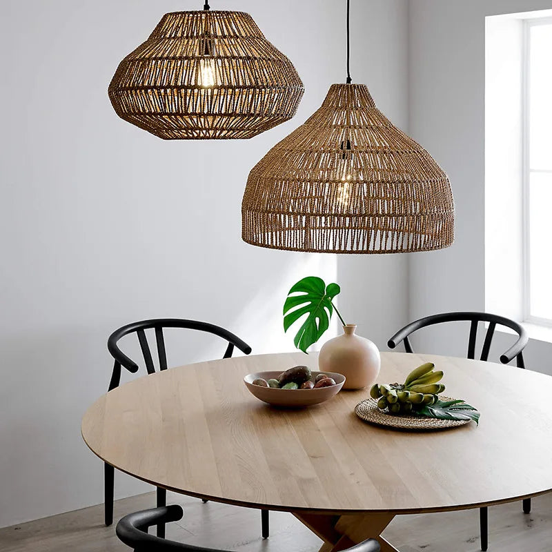 Australia-style restaurant chandelier handmade natural woven rattan