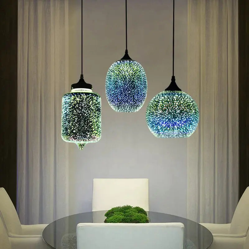 3D Glass Fireworks Pendant Lamps Modern Simple Led Hanging Lamps for