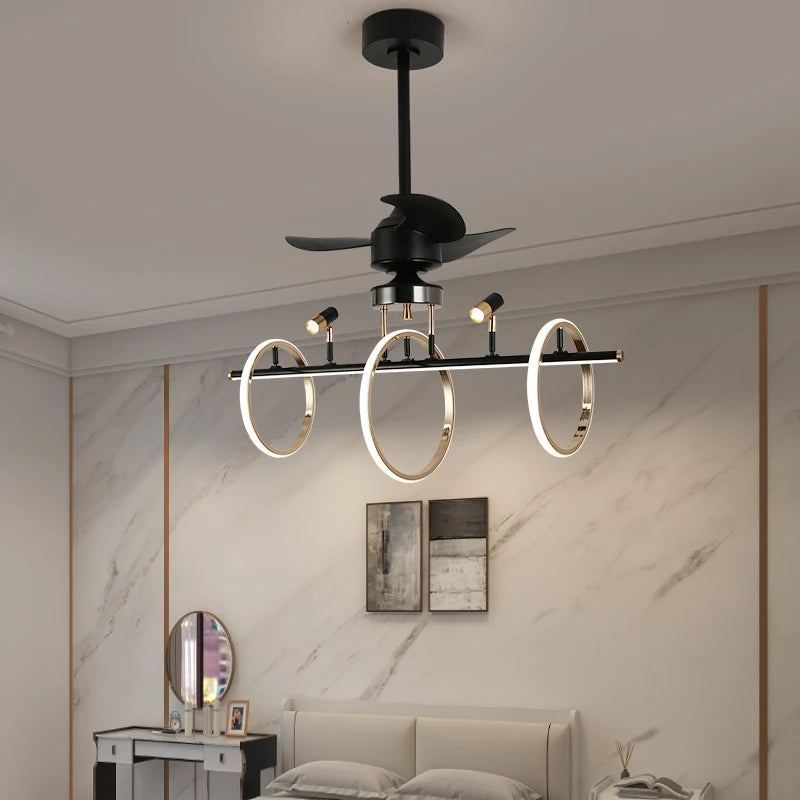 Nordic Luxury Ceiling Fans Pendant Light Kitchen Table Black Gold