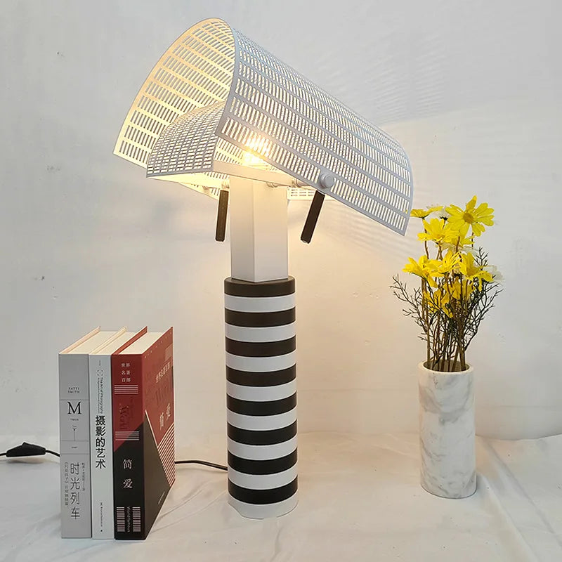 Designer Shogun Table Lamp Model Black and White Striped Table Lamp