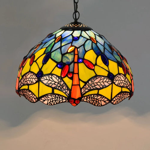 Retro Tiffany Pendant Lamp Led Colorful Stained Glass Pendant Lights