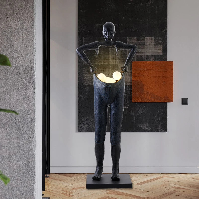 Sculpture Humanoid Lifting Pants Large Abstract Resin Sculptured