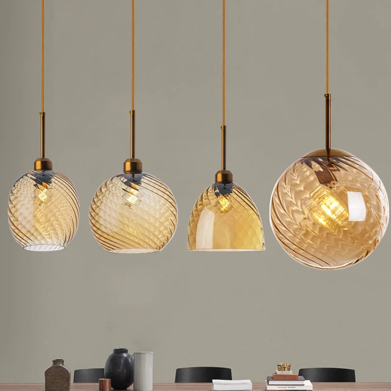 Modern Strip Glass LED Pendant Lights Nordic Pendant Lamp Living Room