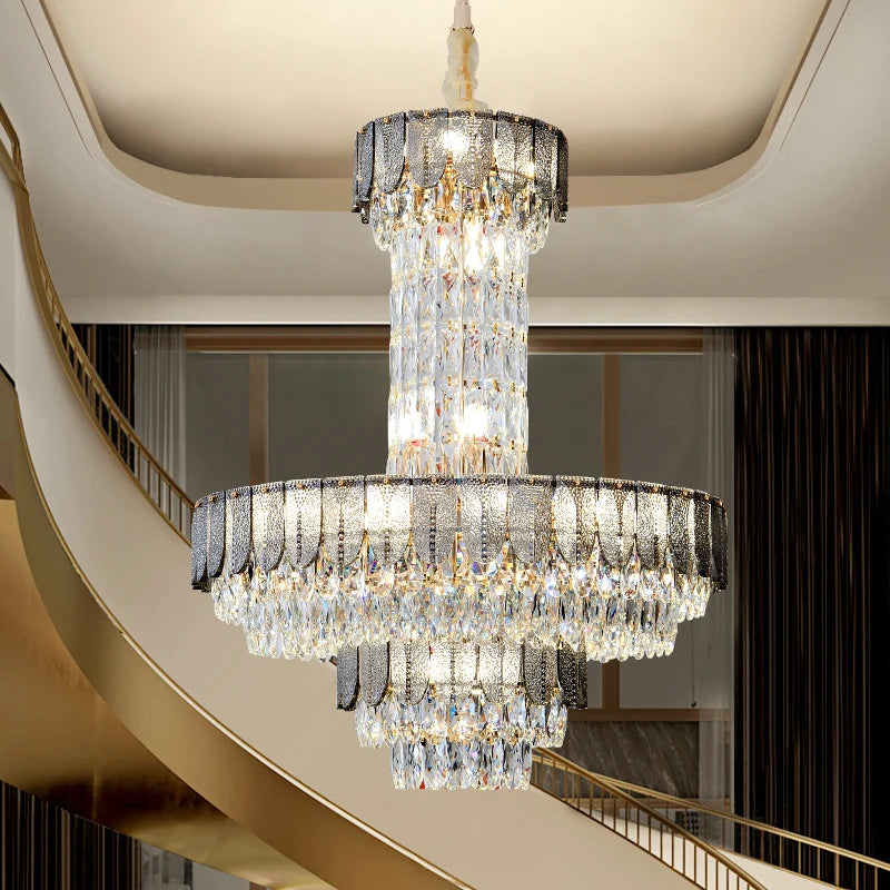 Postmodern Light Luxury Multi-layer Crystal Chandelier Villa Main