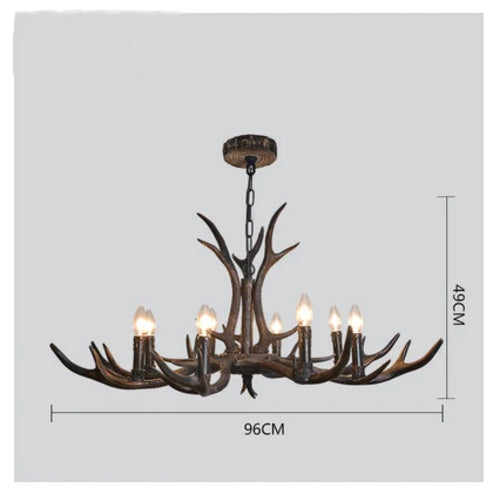 Antler Resin Chandelier with Lampshade Retro Style Light for Living