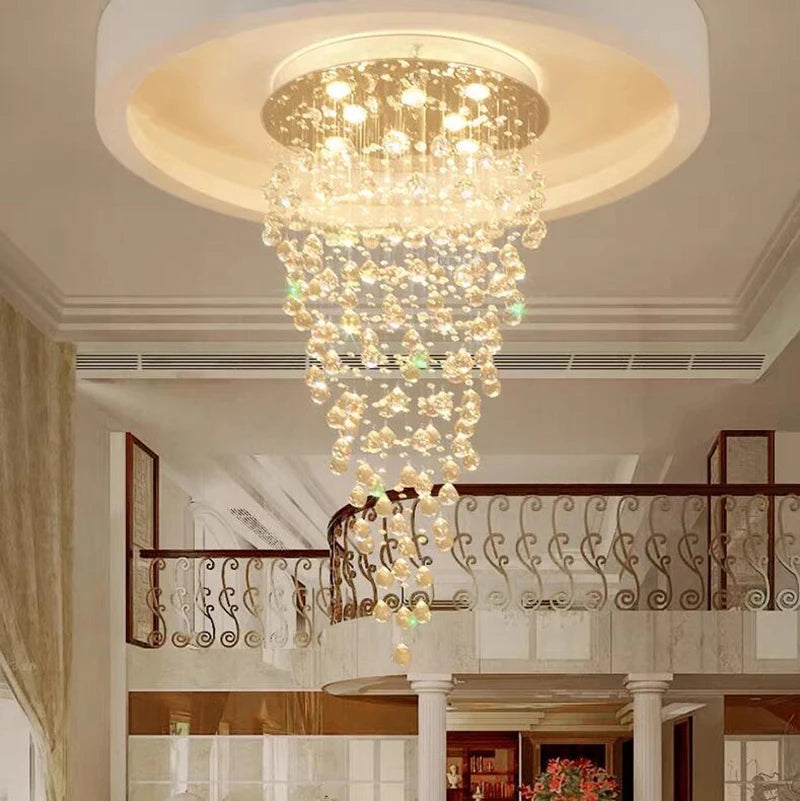 Modern Foyer Crystal Chandelier For Staircase Lobby Hall Luxury