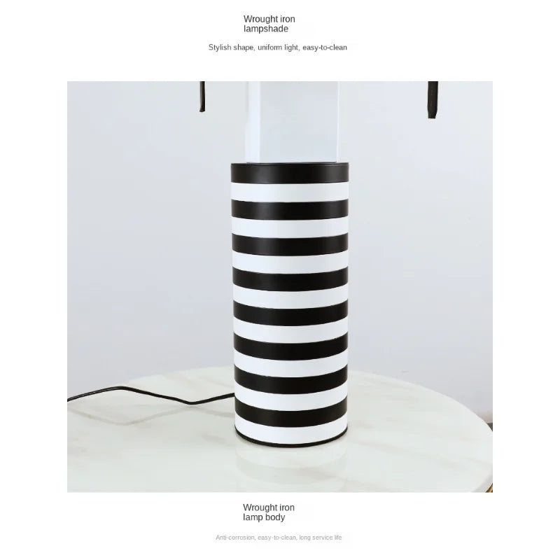 Black and White Korea Striped Creative Bedroom Bedside Table Lamps