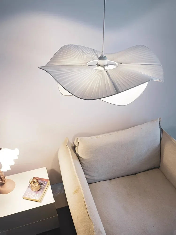 Modern Cream Style Fabric Led Pendant Lights For Living Room Bedroom