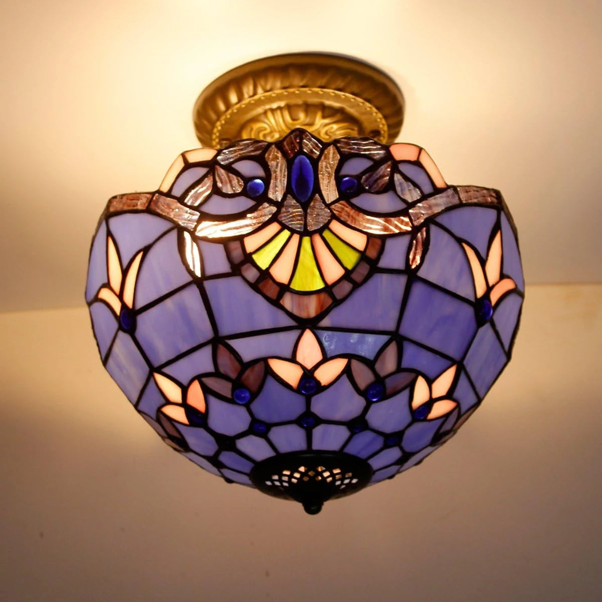 Ceiling Light Fixture Blue Purple Baroque Stained
