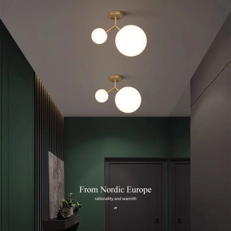 Nordic Glass Ball LED Ceiling Light Lamps For Aisle Corridor Balcony