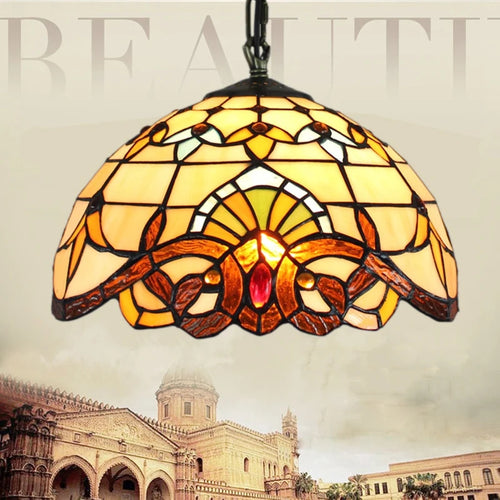 Retro Tiffany Pendant Lamp Led Colorful Stained Glass Pendant Lights