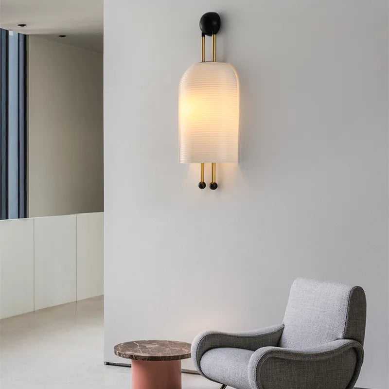 Nordic minimalist wall lamp Model room hotel glass LED bedside lamp