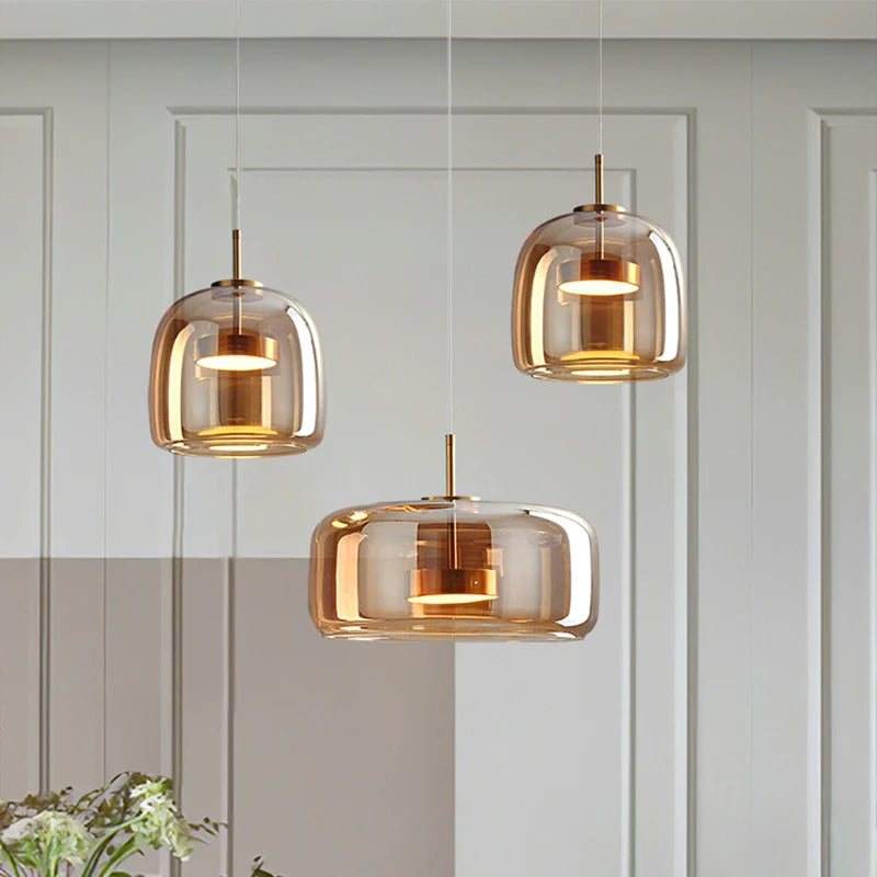 Smoke Grey pendant light luxury Deco Nordic Led design glass light