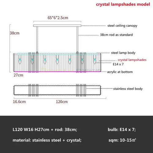 American Luxury Steel Led E14 Chandelier Nordic Dining Room Crystal