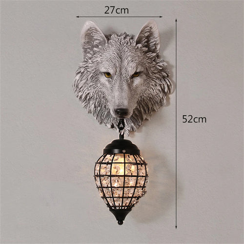 American Retro Resin Wolf Wall Lamp Animal Wall Lights Living Room