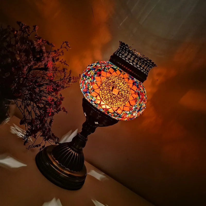 Turkish Mosaic Aroma Table Lamp Vintage Art Deco Handcrafted Lamparas