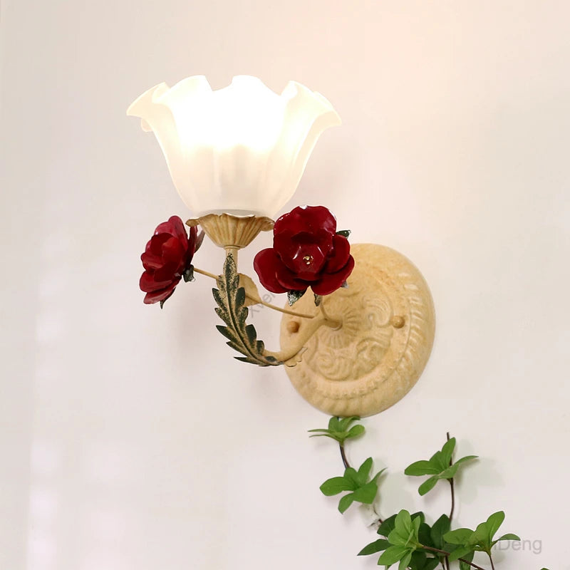 Nordic Glass Flower Wall Lamps for Living Room Bedroom Decor Modern