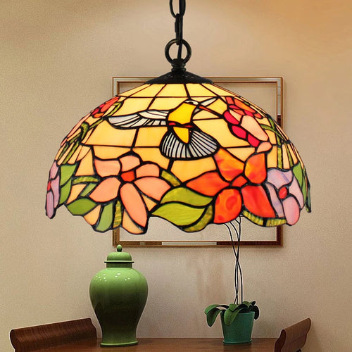 Retro Tiffany Pendant Lamp Led Colorful Stained Glass Pendant Lights