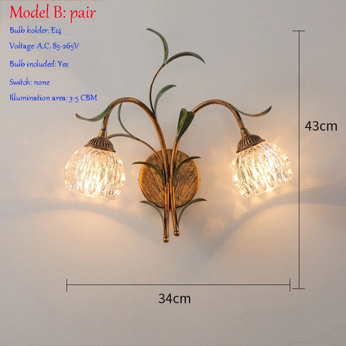 Creative Wall Light Floral Wall Lamp with E14 Bulb AC Powered