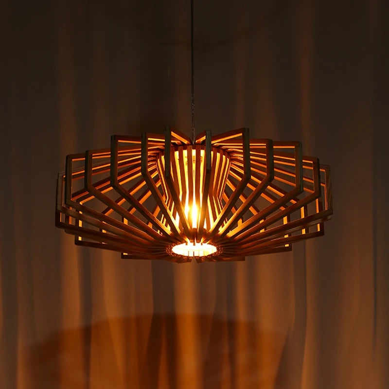Simple Nordic solid wood chandelier warm bedroom lamp restaurant