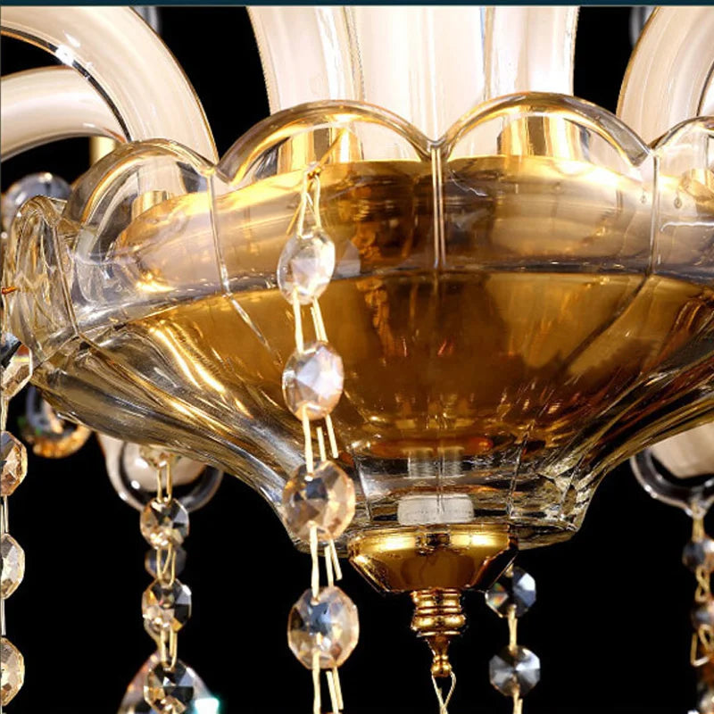 Amber European Crystal Chandelier Highgrade Candle Pendant Lamp