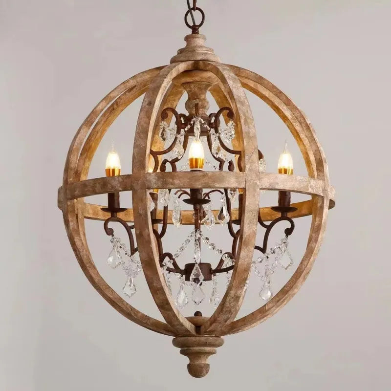 European Country Style Globe Iron Crystal Chandelier Suitable For the