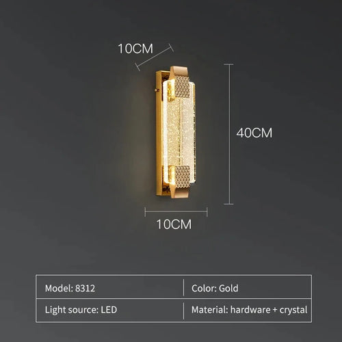 Modern  Gold Crystal Wall Lamp For Living Room TV Background Wall