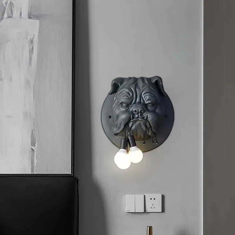 Animal LED Wall Lamp Resin Dog Decorative Wall Lights Living Room