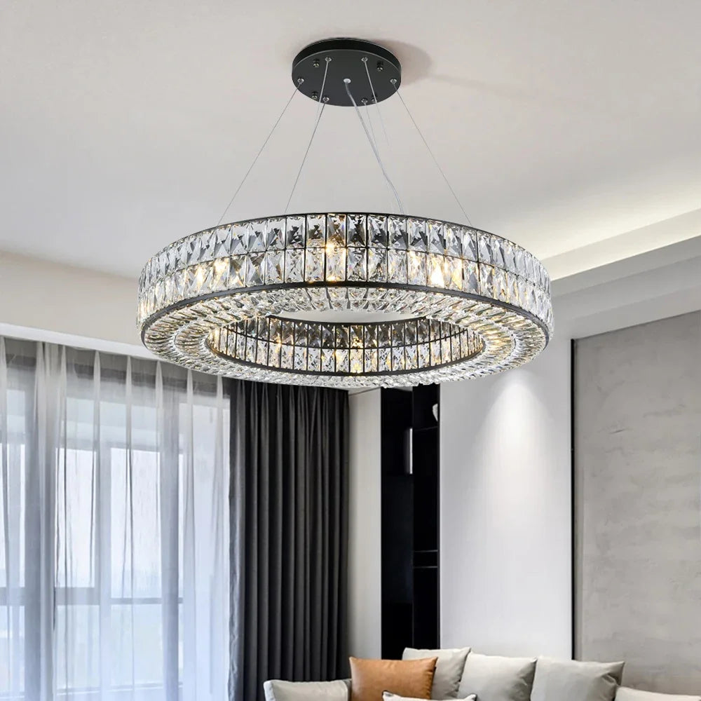 Black Luxury Crystal Chandeliers For Living Room Modern Home Decor