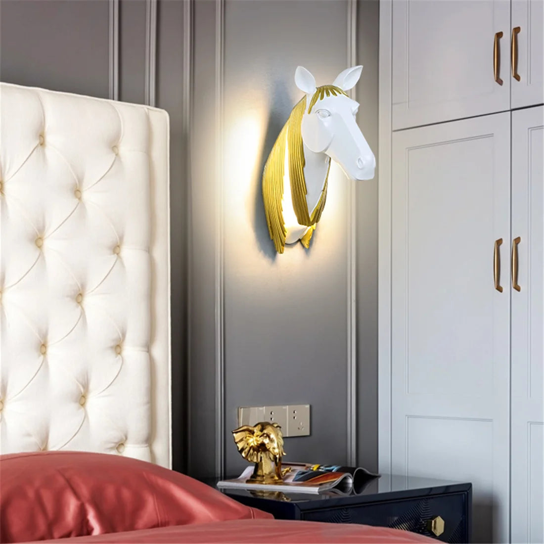 Art Deco Resin Luminous Horse Led Wall Lamp For Corridor Hotel Hallway