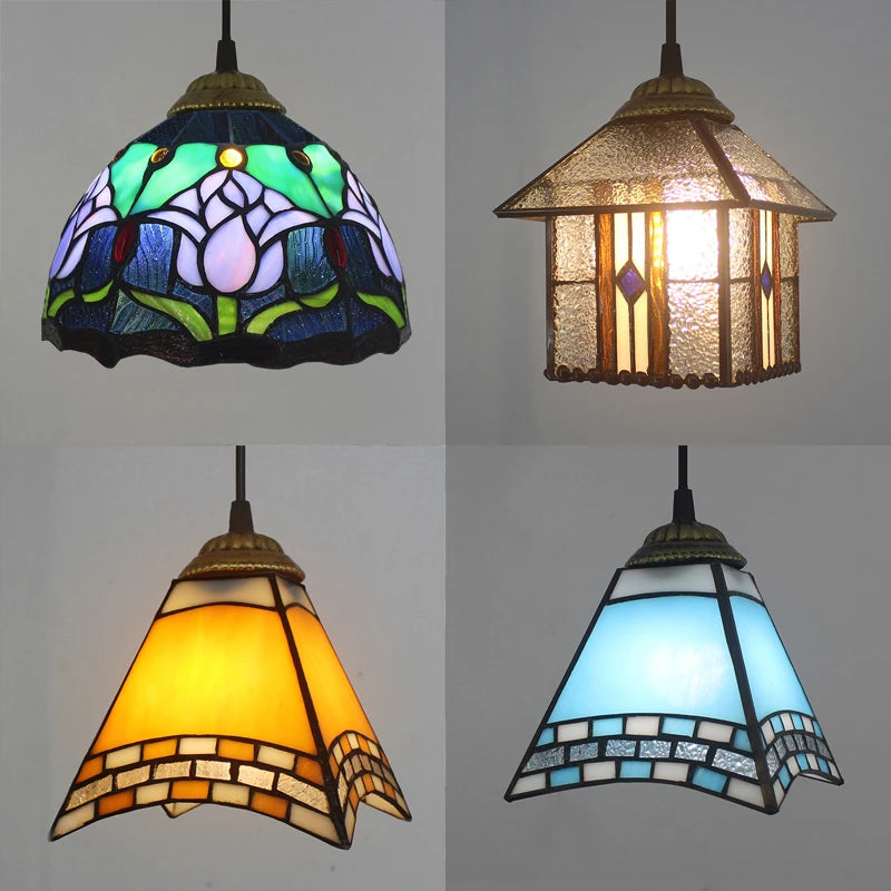Tiffany Vintage Stained Glass Pendant Lights Mediterranean Baroque