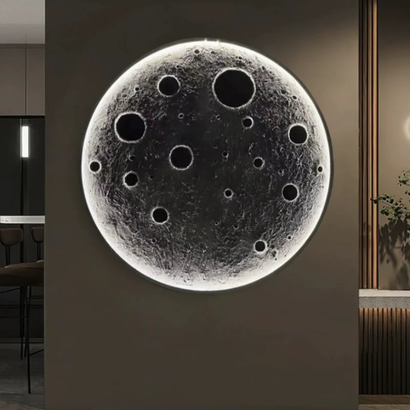 Modern Crater 3D Wall Lamp Luxury Round Three-Dimensional Relief Moon