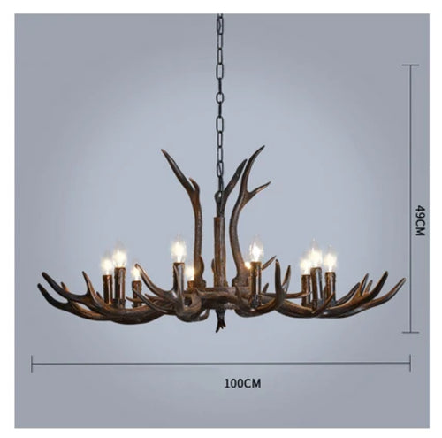 Antler Resin Chandelier with Lampshade Retro Style Light for Living