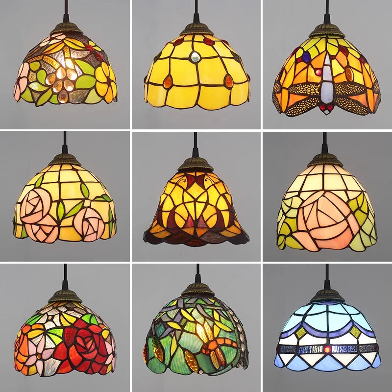 Vintage Stained Glass Pendant Lights Tiffany Mediterranean Turkish