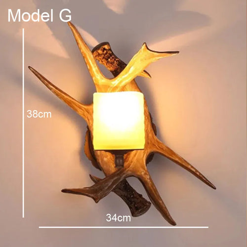 Sconce Deer wall lamp Wooden feeling resin decorative candle wall