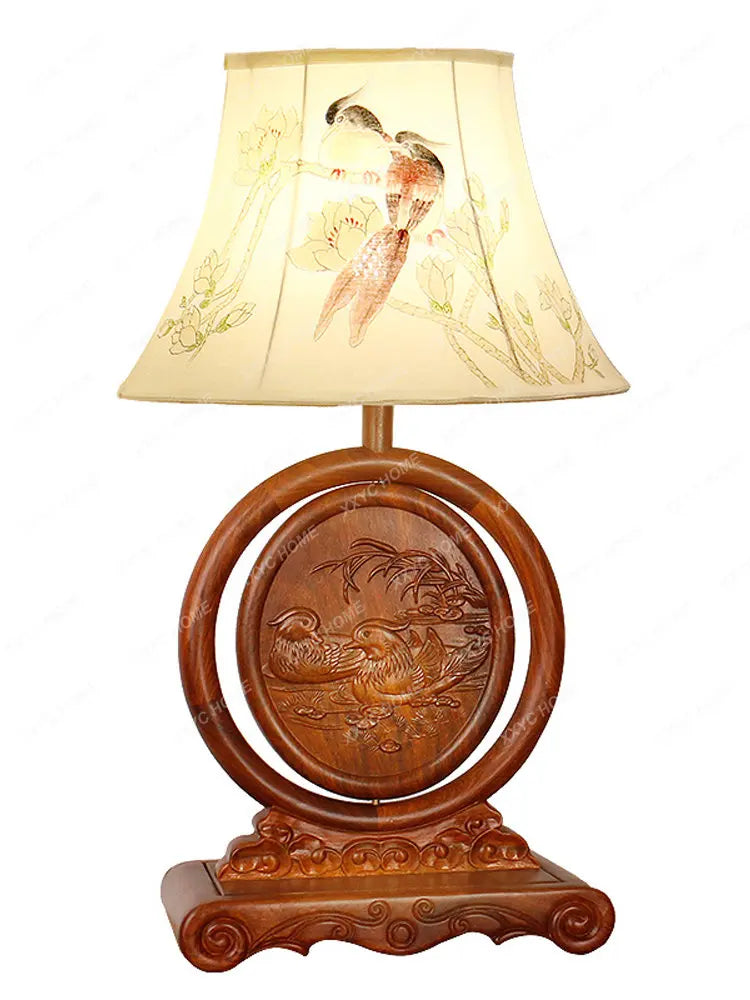 Chinese Bedroom Bedside Table Lamp Solid Wood Wedding Gift Ever Lamp