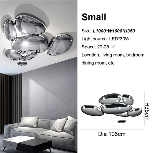 Postmodern Designer Suspension LED Ceiling Lamp Irregular Chrome
