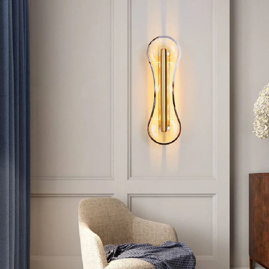 Copper glass wall lamp designer hotel engineering living room