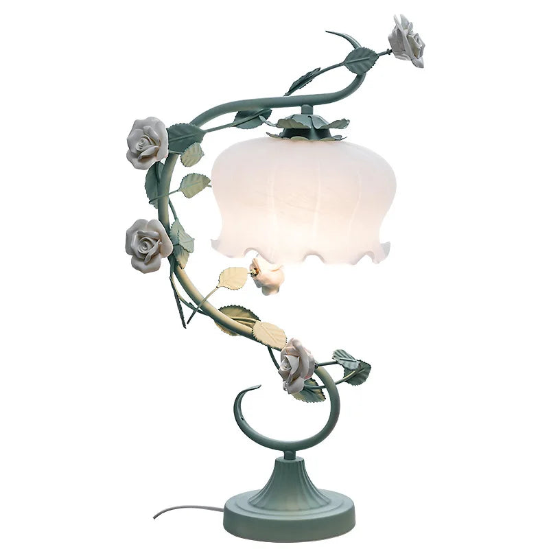 American Style Flower Table Lamp Countryside Warm Romantic Bedroom