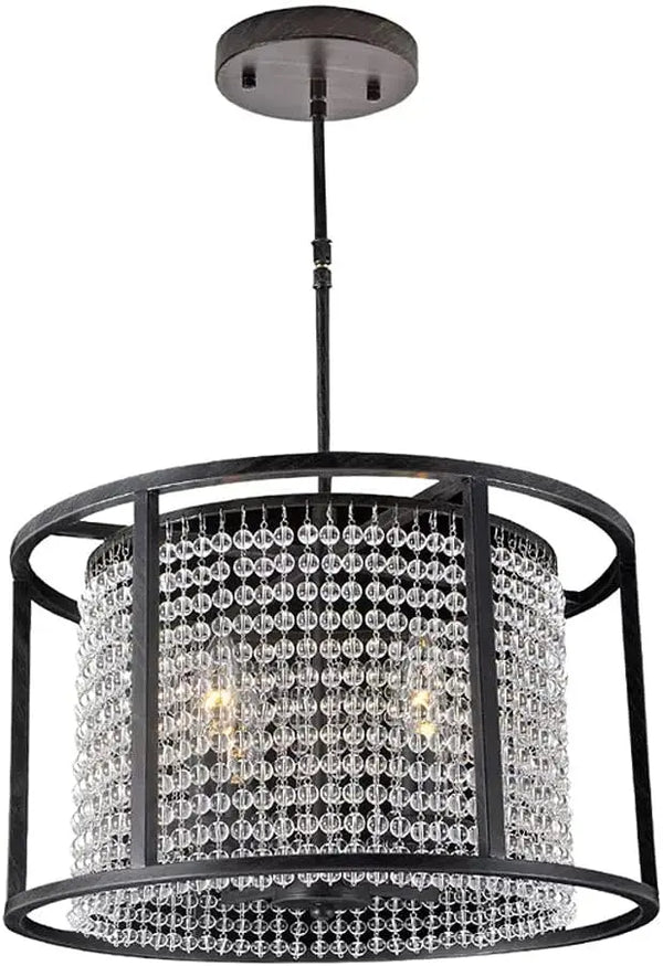French Light Luxury Crystal Chandelier E14 4- Lamp Industrial Iron