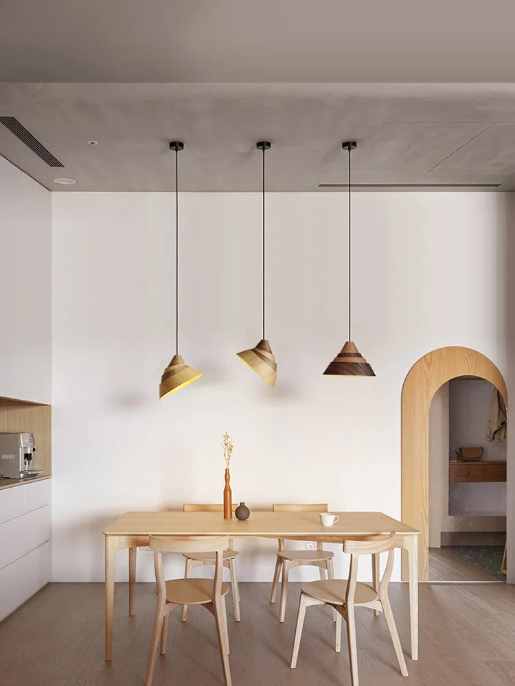 Designer Wooden Conch Hanging Lamp Restaurant Individual E27 Led Room