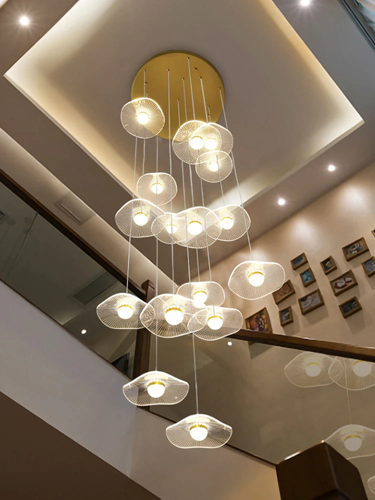 Gold Acrylic Chandeliers Interior Designer Minimalism Living Room Lamp