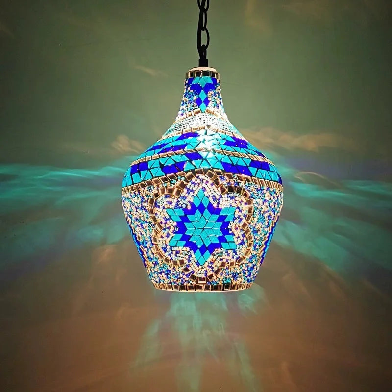 Turkish Mosaic Vase Pendant Lamp Ethnic Customs Handmade Lampe