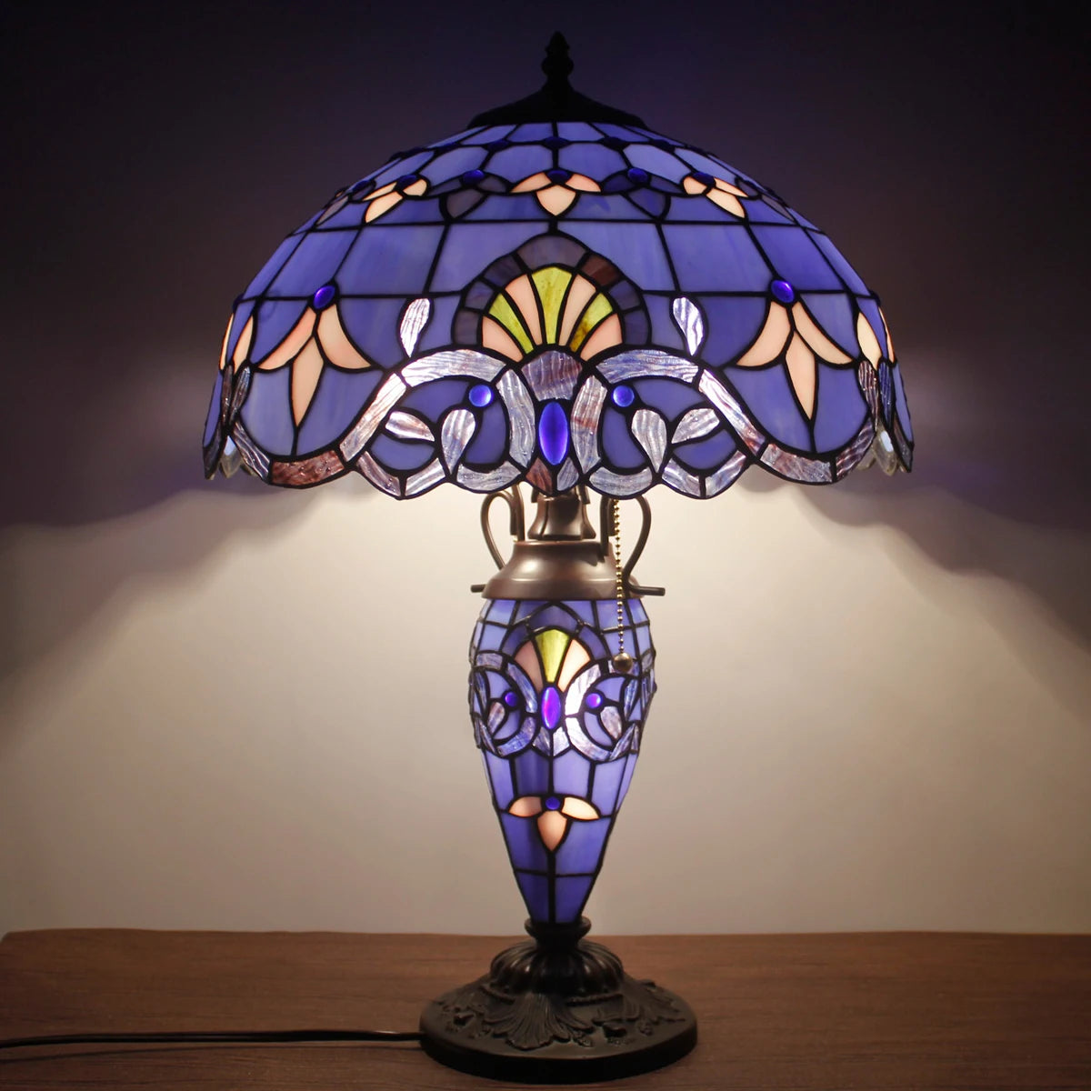 Tiffany Lamp Blue Purple Lavender Stained Glass Baroque