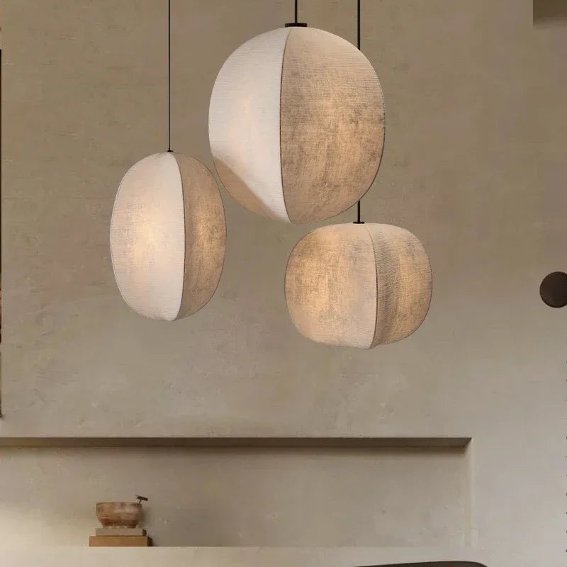 Nordic Linen LED Pendant Light Dining Room Suspension Lamps