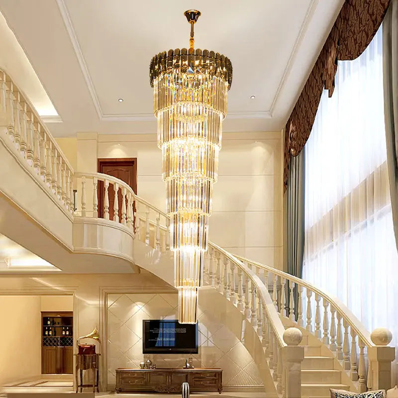 Nordic Duplex Floor Light Luxury Cystal Chandelier Sales Hall Hotel