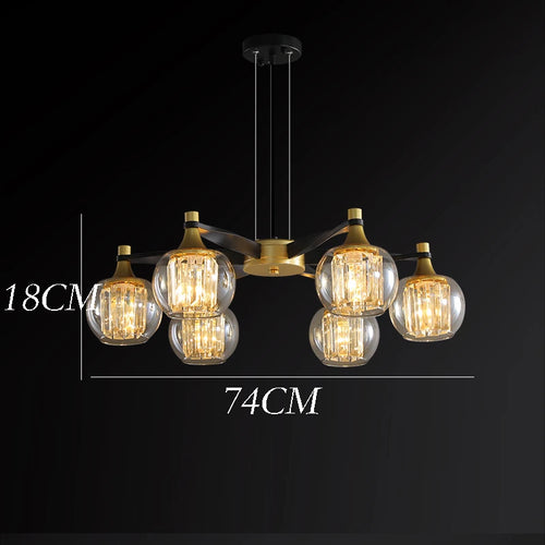 American Retro LED Crystal Chandeliers Living Room Lighting Modern