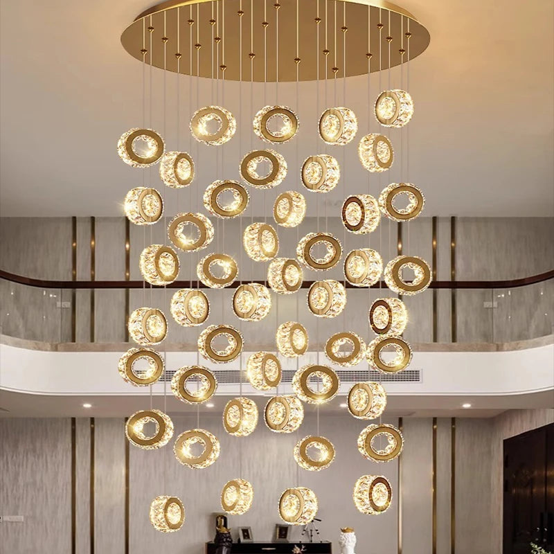 Modern home decoration crystal chandelier, stair Pendant lamp, living