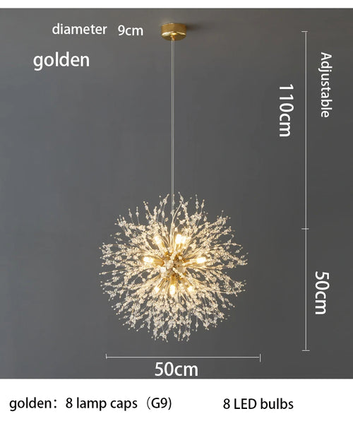 Modern Sky Star Fireball Crystal Pendant LED Lighting Dandelion