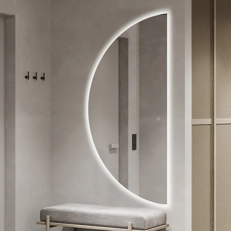 Large semicircle bathroom mirror intelligent bathroom half moon mirror